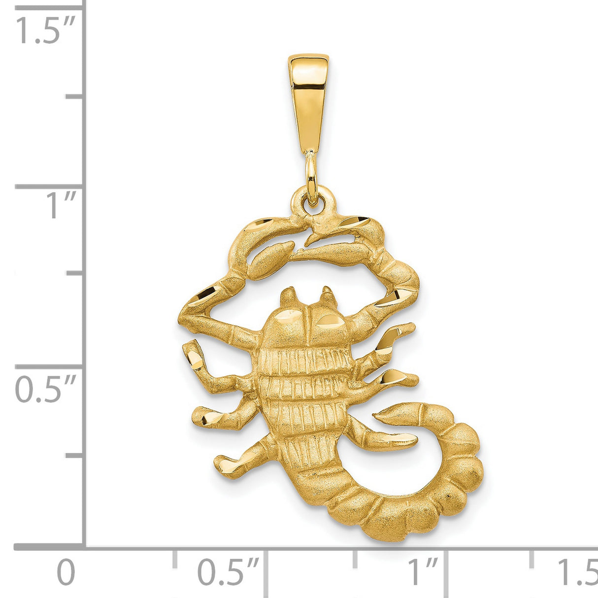 Satin Finish Scorpio Zodiac Sign Charm Pendant in Real 10k Yellow Gold
