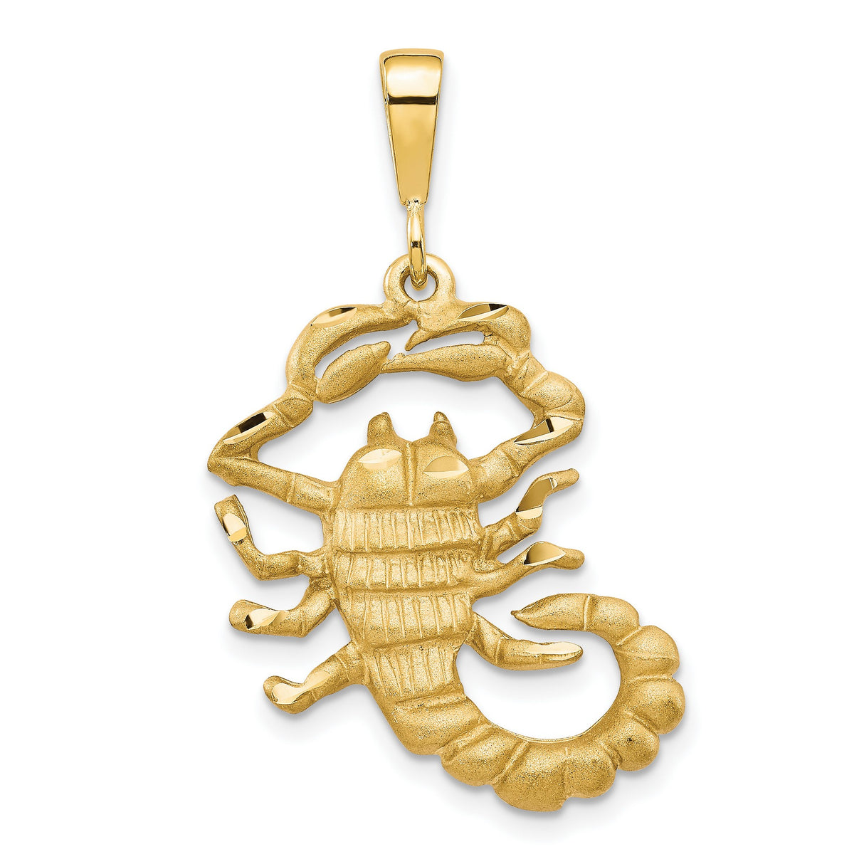 Satin Finish Scorpio Zodiac Sign Charm Pendant in Real 10k Yellow Gold