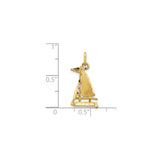 10k Yellow Gold Sailboat Pendant, Openwork Nautical Charm with Marine Theme