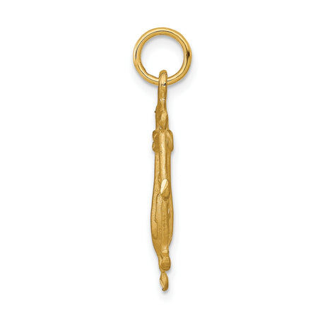 10k Yellow Gold Pendant with Anchor and Ship Wheel, Nautical Christian Symbol for Men or Women