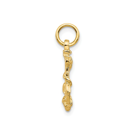 10k Yellow Gold Anchor Pendant with Rope Detail, Nautical Symbol of Faith and Hope