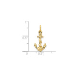 10k Yellow Gold Anchor Pendant with Rope Detail, Nautical Symbol of Faith and Hope