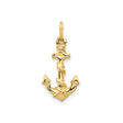 10k Yellow Gold Anchor Pendant with Rope Detail, Nautical Symbol of Faith and Hope