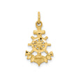 10k Yellow Gold Anchor and Ship Wheel Pendant, Nautical Maritime Charm for Men or Women