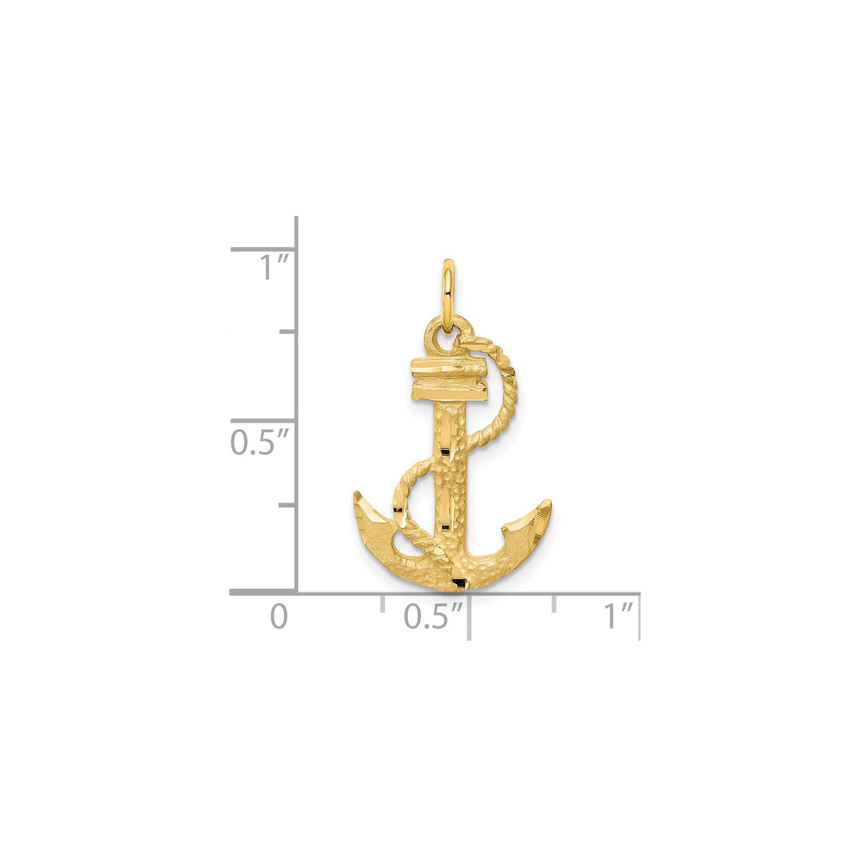 10k Yellow Gold Anchor Pendant with Rope Detailing, Nautical Christian Symbol, Unisex Jewelry