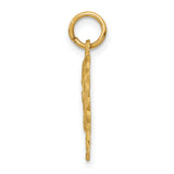 10k Yellow Gold Heart Pendant with Script Letter A, Scalloped Edge Design