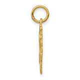 10k Yellow Gold Heart Pendant with Scripted Letter G and Lace Border Design