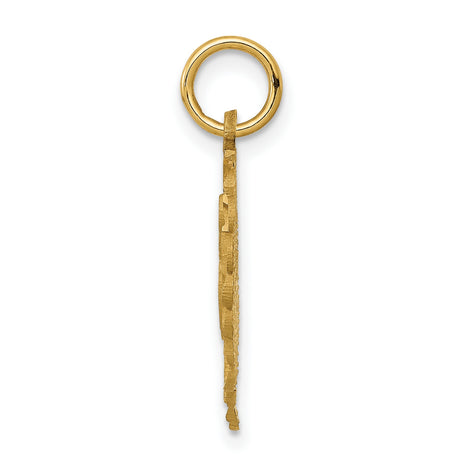 10k Yellow Gold Heart Pendant with Filigree Border and Script Letter K