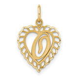 10k Yellow Gold Heart Pendant with Paisley Script and Filigree Design