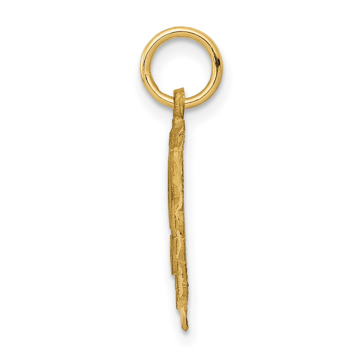 10k Yellow Gold Heart Pendant with Script R Initial, Filigree Lace Letter Charm