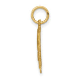 10k Yellow Gold Heart Pendant with Script R Initial, Filigree Lace Letter Charm