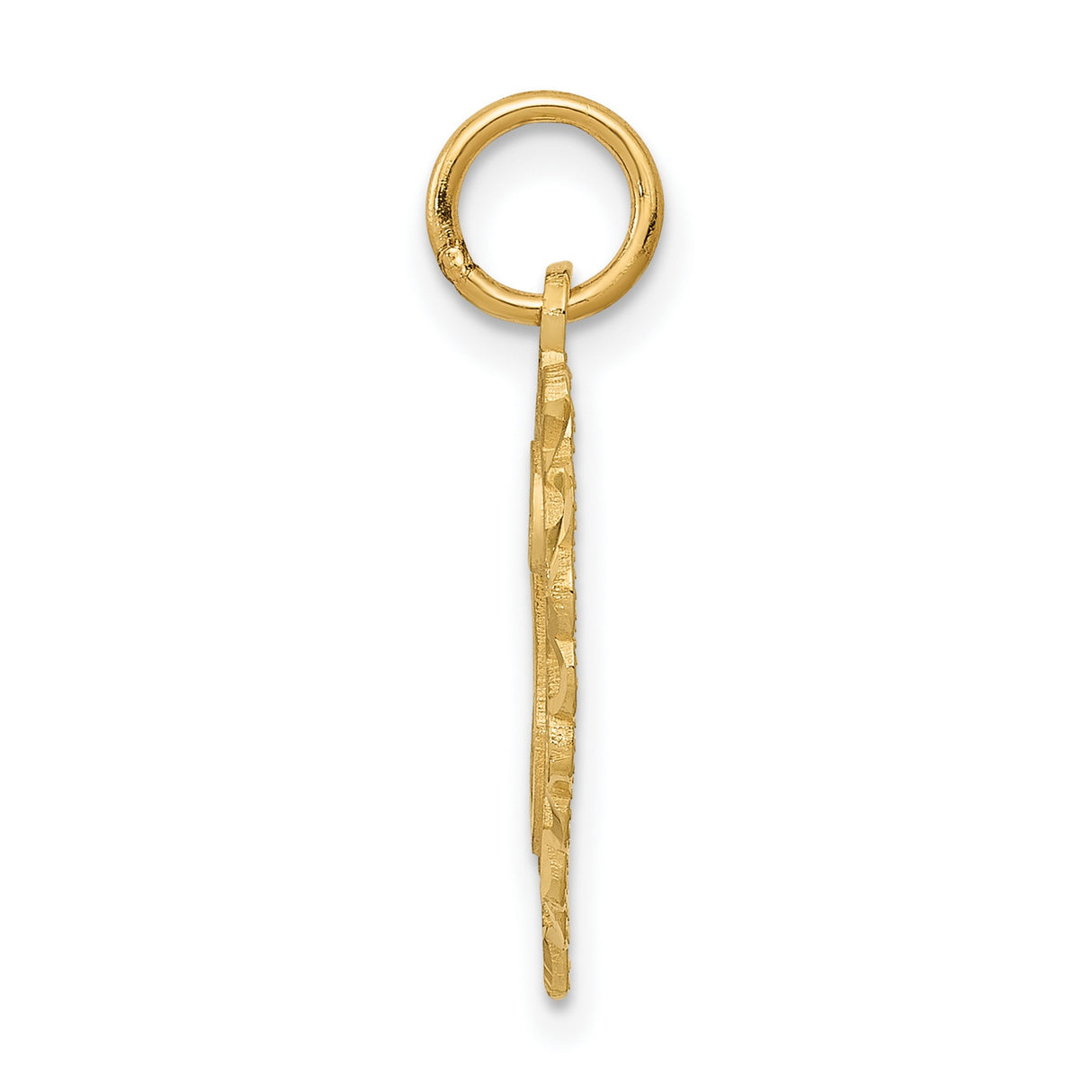 10k Yellow Gold Heart Pendant with Lace Border, Script S Monogram Charm