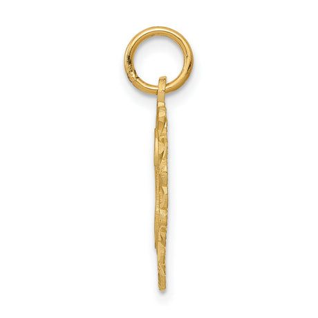 10k Yellow Gold Heart Pendant with Lace Border, Script S Monogram Charm