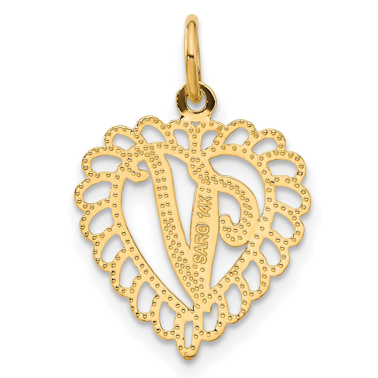 Initial V Charm Pendant in Real 10k Yellow Gold