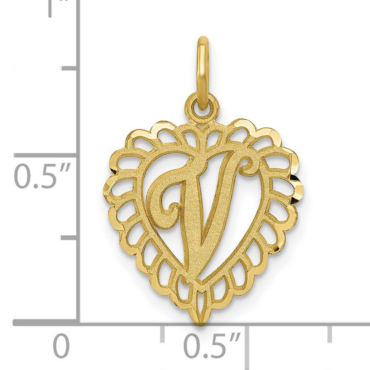 Initial V Charm Pendant in Real 10k Yellow Gold