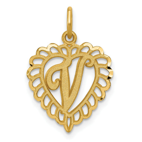 Initial V Charm Pendant in Real 10k Yellow Gold