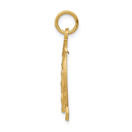 10k Yellow Gold Pendant with Horse Head in Textured Horseshoe Design, Western Equestrian Charm