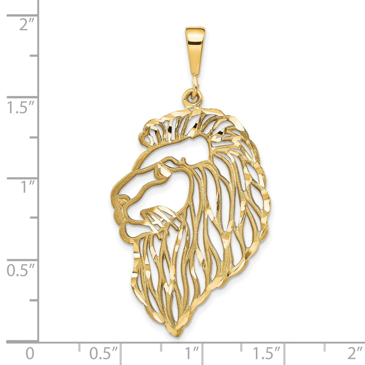 Solid Diamond-cut Lions Head Charm Pendant in Real 10k Yellow Gold