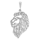 Solid Diamond-Cut Lions Head Charm Pendant in Real 10k White Gold