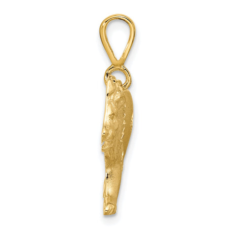 Solid Male Lion Charm Pendant in Real 10k Yellow Gold