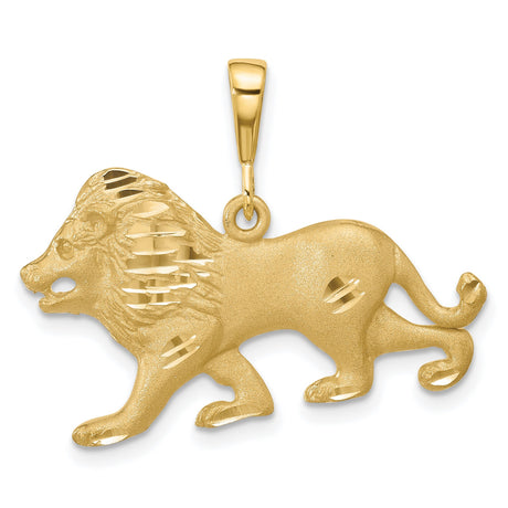 Solid Male Lion Charm Pendant in Real 10k Yellow Gold