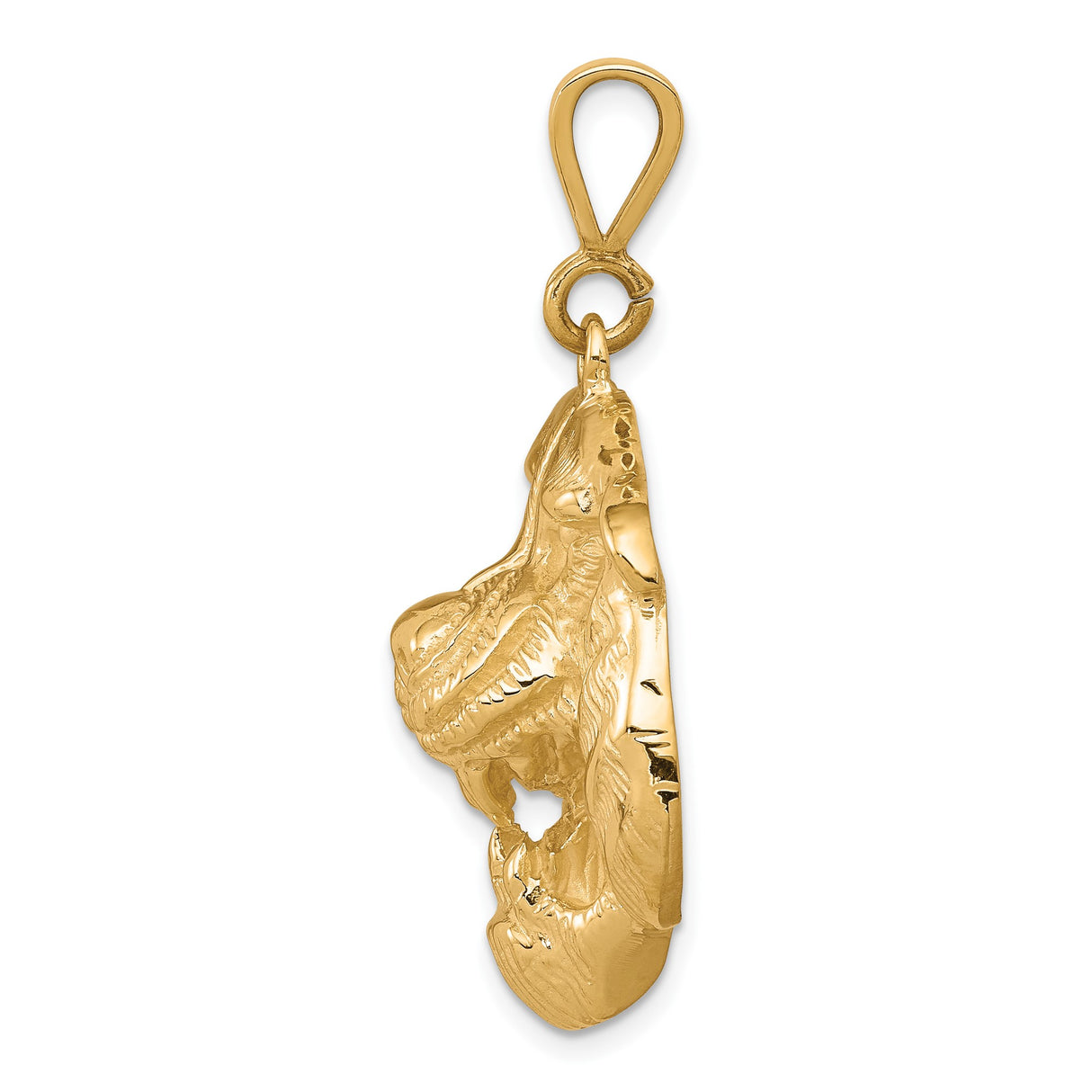 10k Yellow Gold Tiger Head Pendant with Open Mouth Design, Bold Animal Style for Men