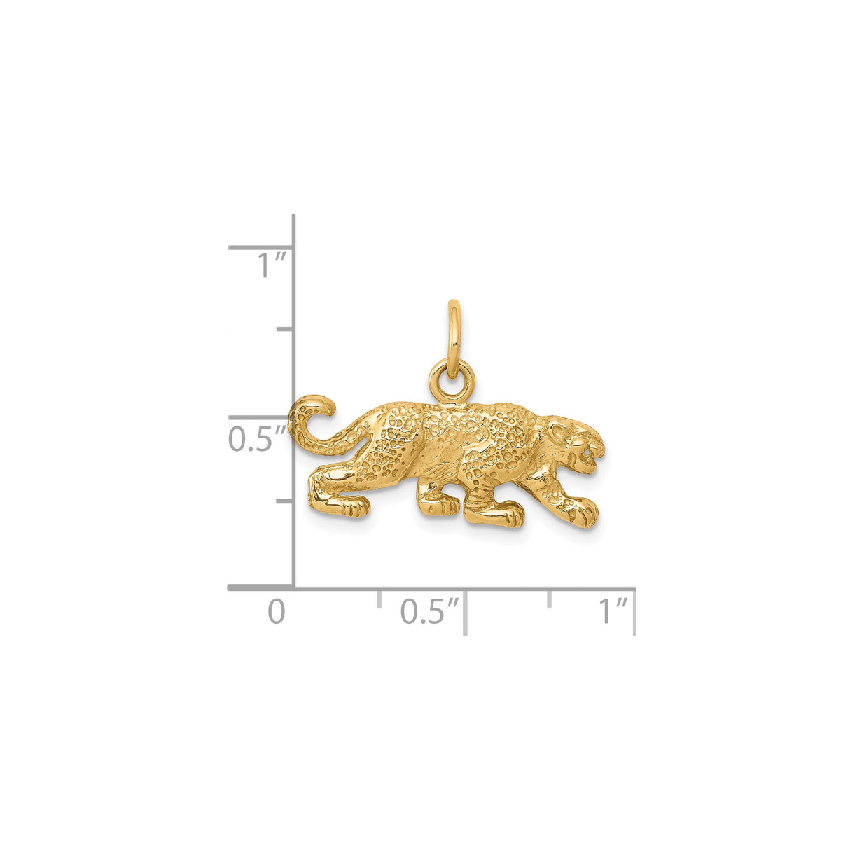 10k Yellow Gold Leopard Pendant, Walking Big Cat Animal Charm, Unisex Wildlife Jewelry