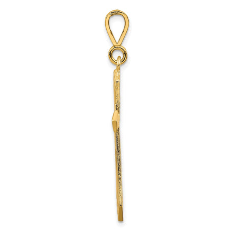 10k Yellow Gold Cross Pendant, Flared and Textured Christian Design for Men and Women