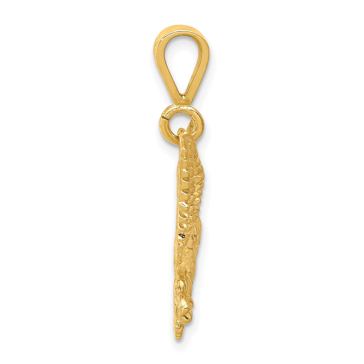 10k Yellow Gold Eagle Pendant with Outstretched Wings, Soaring Eagle Design for Men