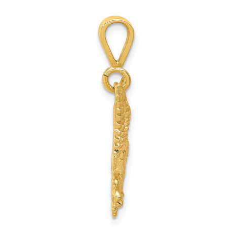 10k Yellow Gold Eagle Pendant with Outstretched Wings, Soaring Eagle Design for Men