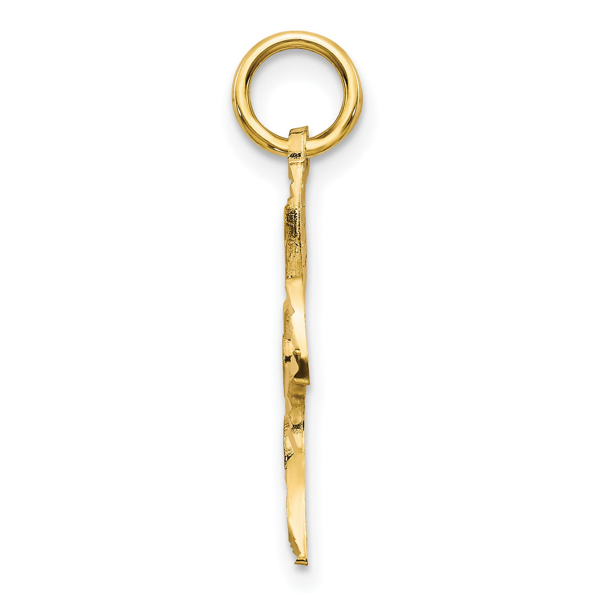 10k Yellow Gold Dove Pendant, Open Design Christian Charm for Women or Unisex Wear