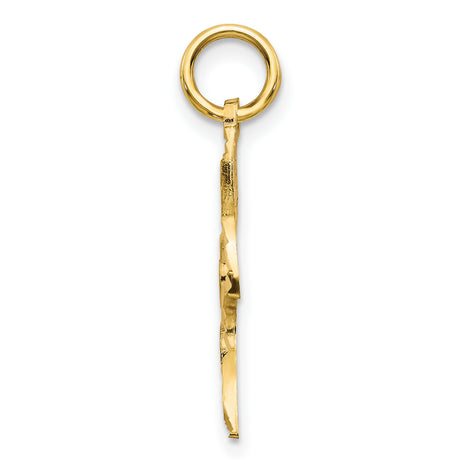 10k Yellow Gold Dove Pendant, Open Design Christian Charm for Women or Unisex Wear