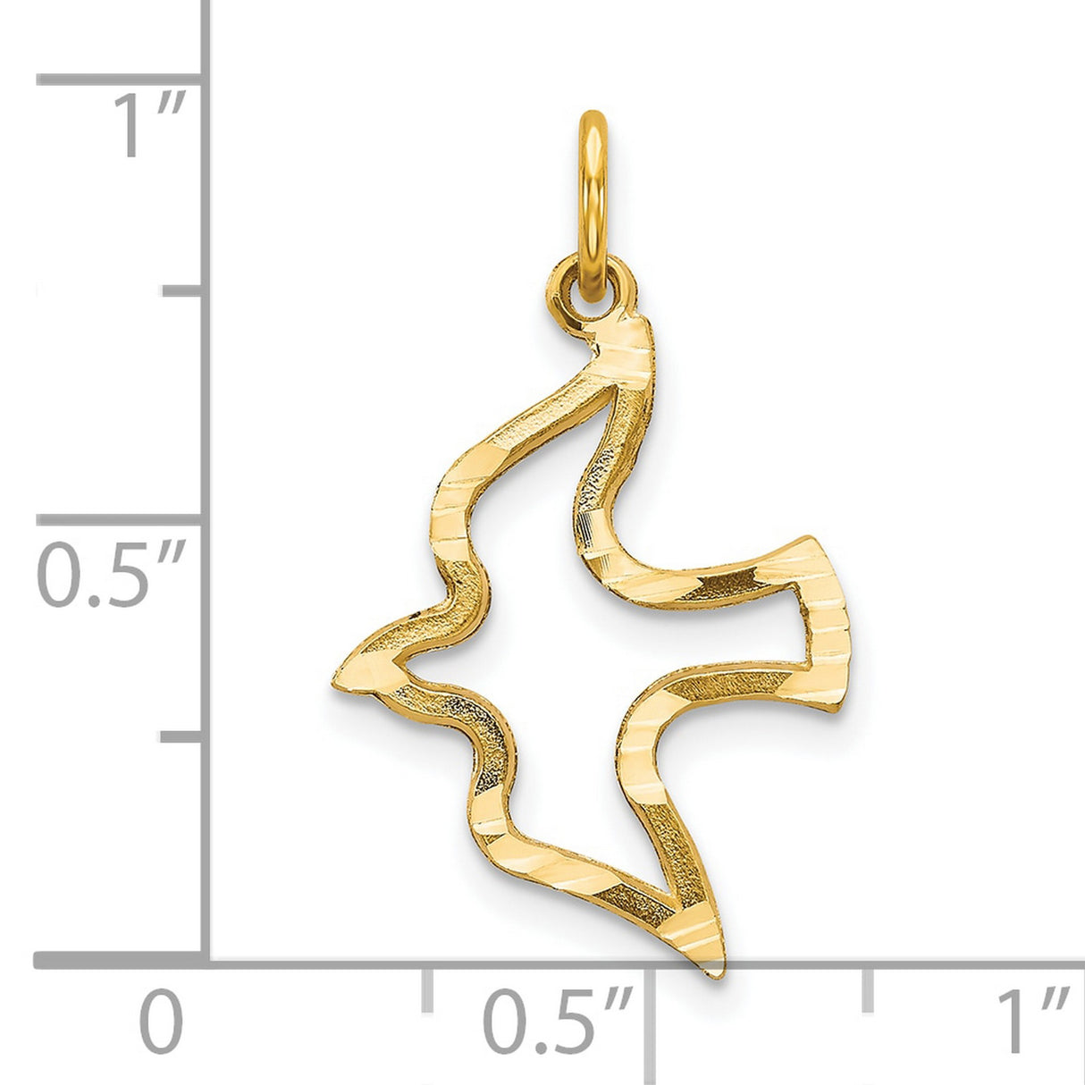 10k Yellow Gold Dove Pendant, Open Design Christian Charm for Women or Unisex Wear