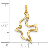 10k Yellow Gold Dove Pendant, Open Design Christian Charm for Women or Unisex Wear