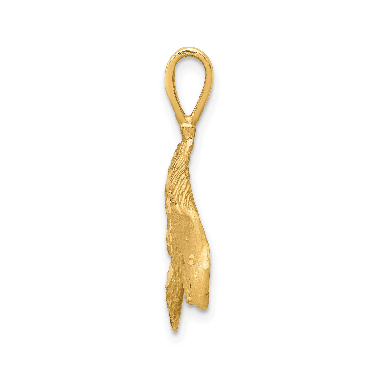 10k Yellow Gold Eagle Head Pendant, Textured Patriotic Design for Men