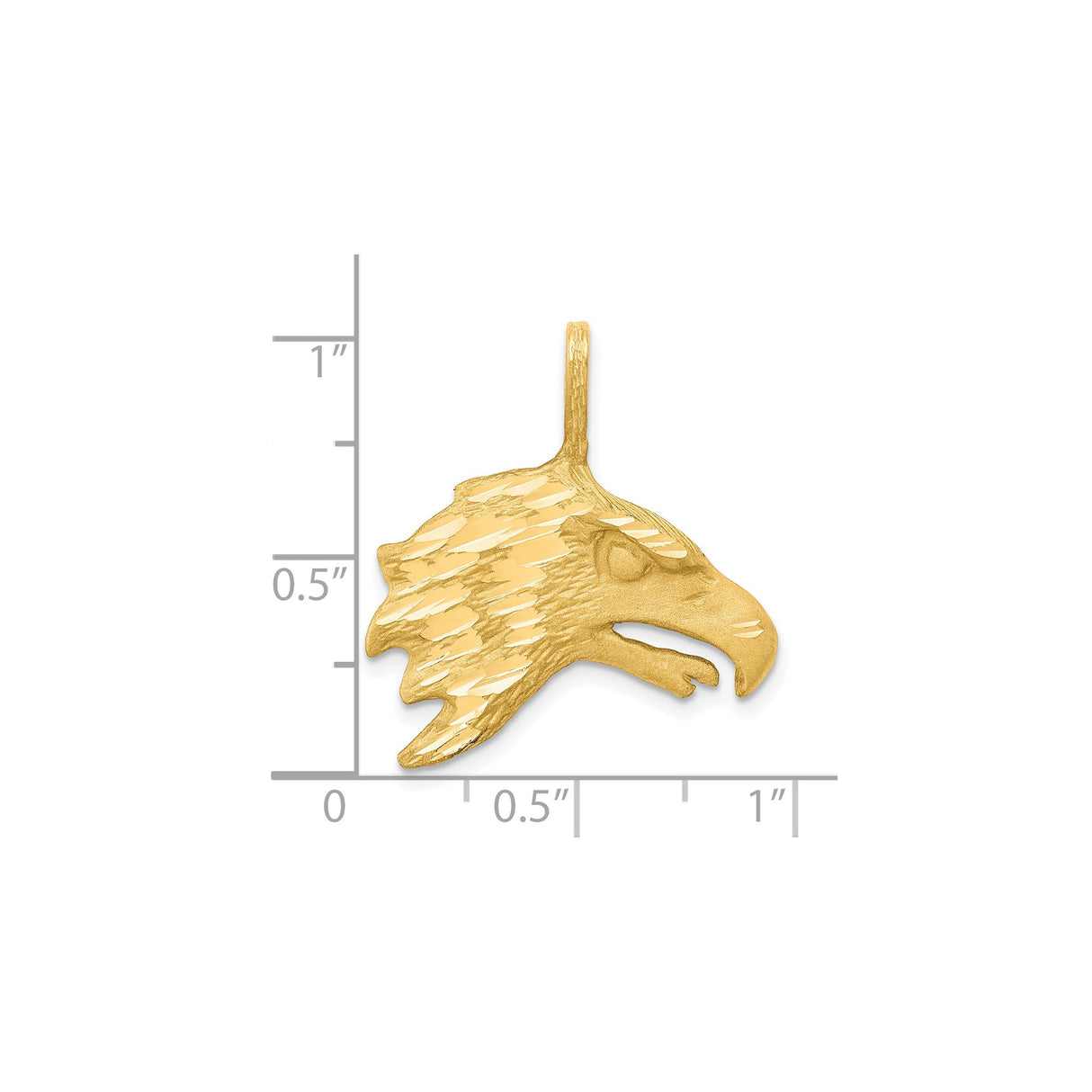 10k Yellow Gold Eagle Head Pendant, Textured Patriotic Design for Men