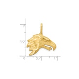 10k Yellow Gold Eagle Head Pendant, Textured Patriotic Design for Men