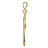 10k Yellow Gold Cross Pendant with Flared Arms and Scrollwork Detailing for Men and Women