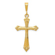 10k Yellow Gold Cross Pendant with Flared Arms and Scrollwork Detailing for Men and Women