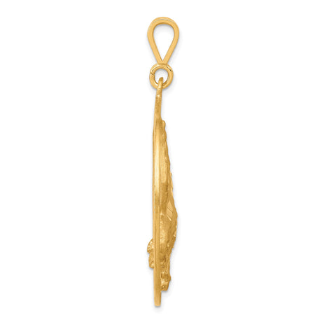 10k Yellow Gold Eagle Pendant, Detailed Eagle in Flight, Patriotic Wildlife Theme for Men or Unisex Wear