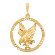10k Yellow Gold Eagle Pendant, Detailed Eagle in Flight, Patriotic Wildlife Theme for Men or Unisex Wear