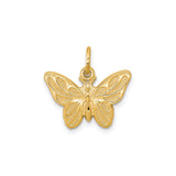 10k Yellow Gold Butterfly Pendant with Cutout Design, Nature-Inspired Symbol of Transformation for Women