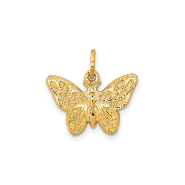 10k Yellow Gold Butterfly Pendant with Cutout Design, Nature-Inspired Symbol of Transformation for Women