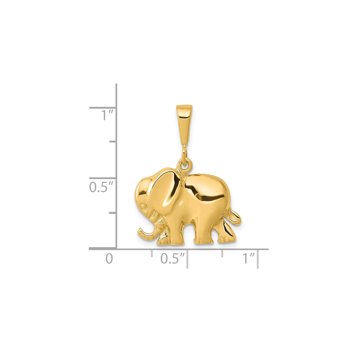 10k Yellow Gold Elephant Pendant, Three Dimensional Good Luck Charm for Men or Women