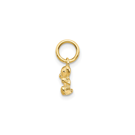 10k Yellow Gold Teddy Bear Pendant, Polished Animal Charm, Dainty Keepsake Jewelry for Women or Youth