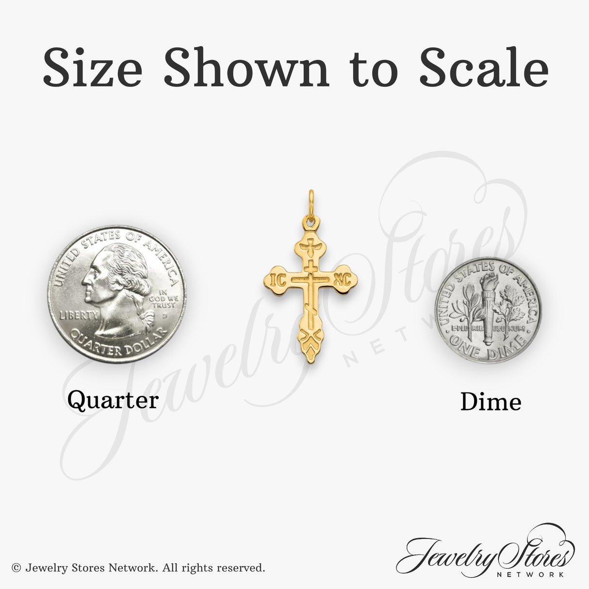 10k Yellow Gold Orthodox Cross Pendant with Dove Charm and IC XC Symbol