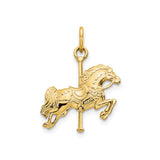 10k Yellow Gold Carousel Horse Pendant, Detailed Merry-Go-Round Design, Vintage Carnival Theme