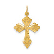 10k Yellow Gold Cross Pendant with Scrollwork Detail and Satin Finish Dimensional Design