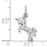 Unicorn Charm Pendant in Real 10k White Gold
