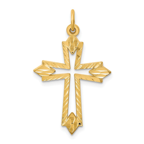 10k Yellow Gold Cross Pendant with Geometric Arms and Polished Open Design